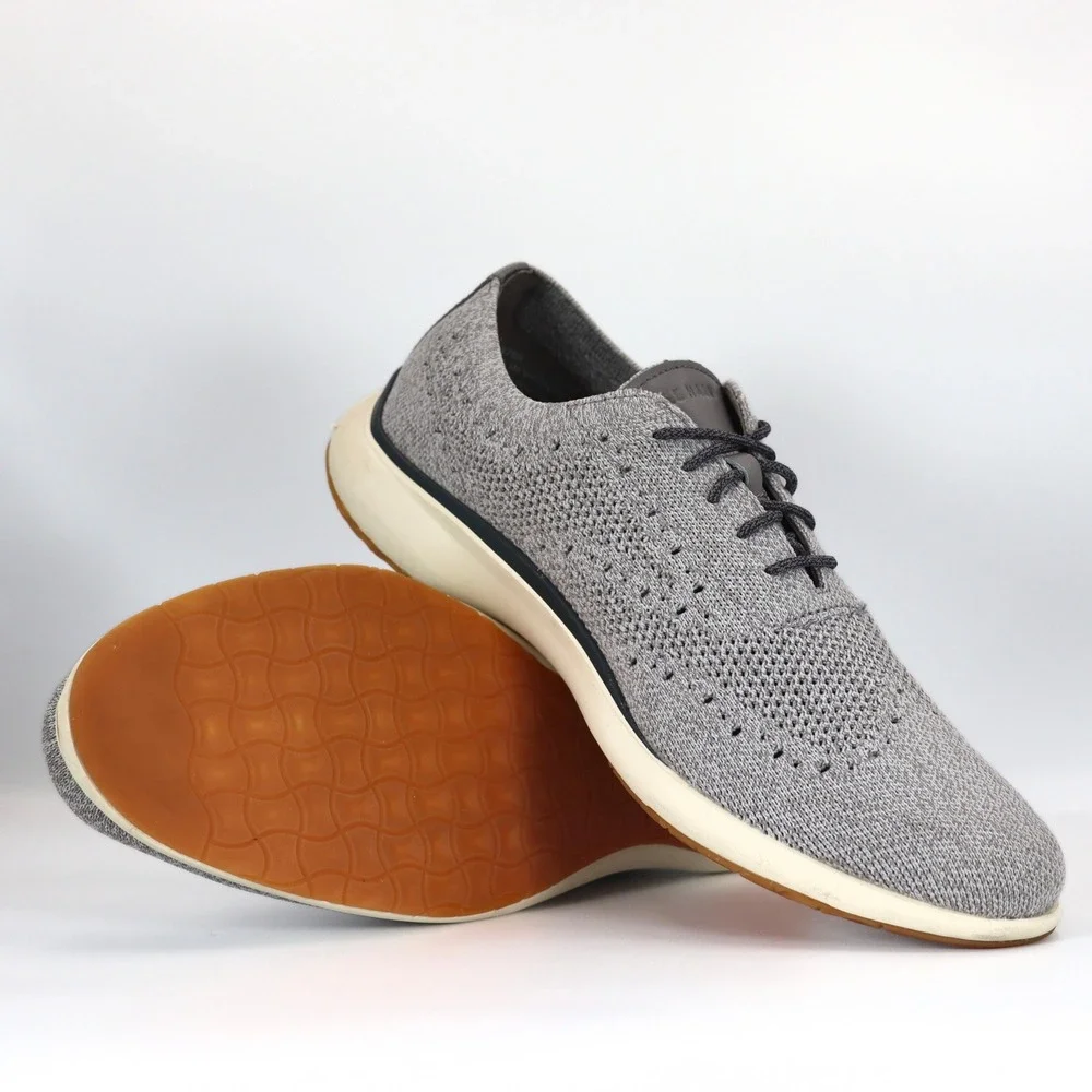 Cole Haan Zerogrand Stitchlite Oxford Mens 10.5 Gray Knit Wingtip Casual Office